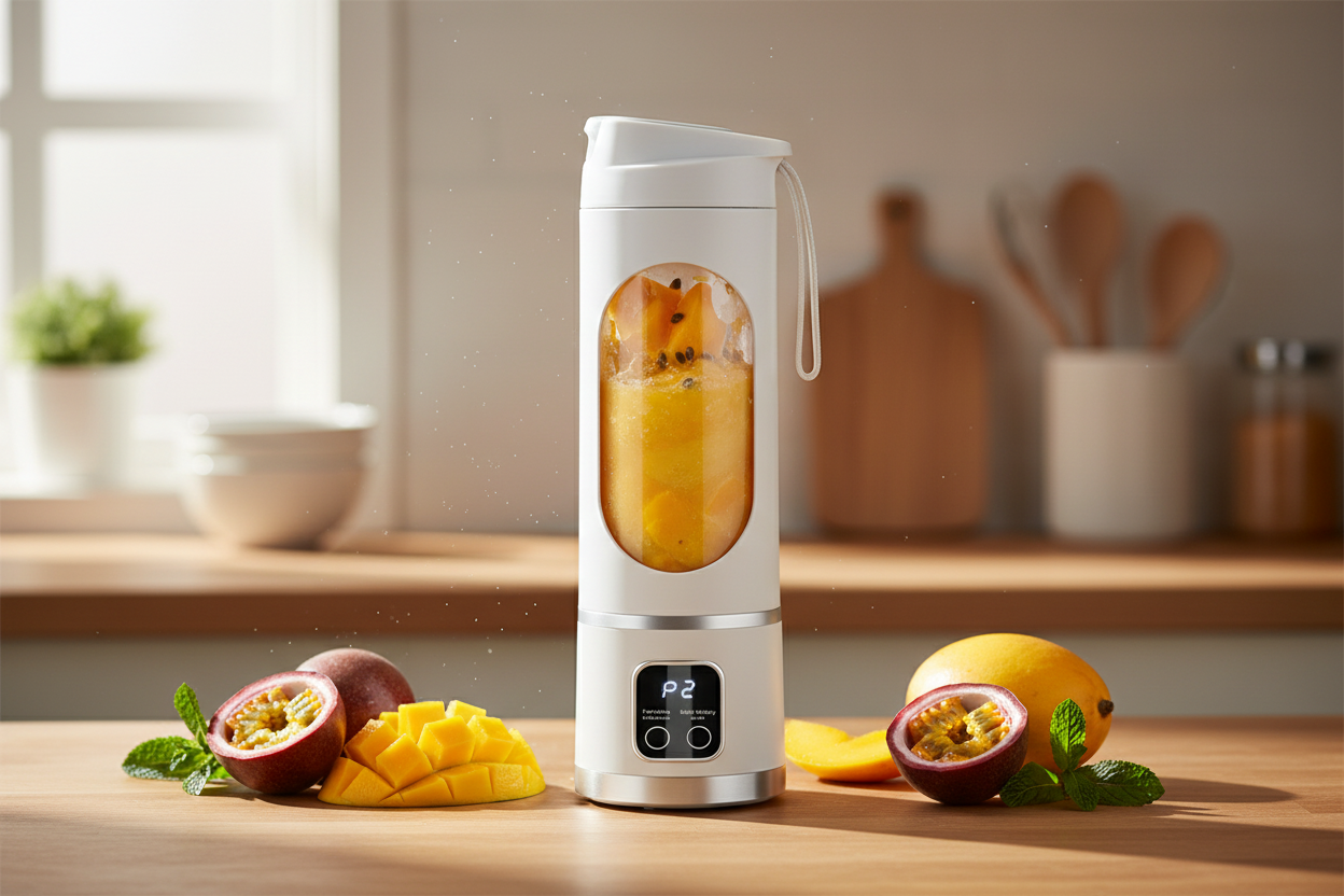 Close-up juicer in actie