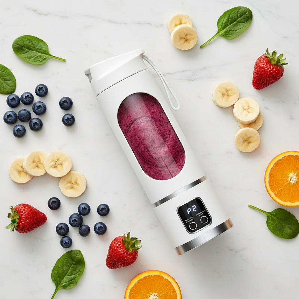 Flat lay juicer met verse ingrediënten