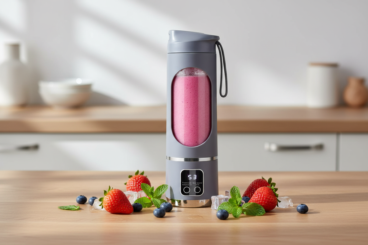 Grijze juicer lifestyle productfoto