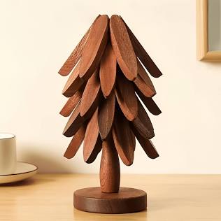 Hoku Tree – Opvouwbare Natuurlijke Houten Onderzetter set